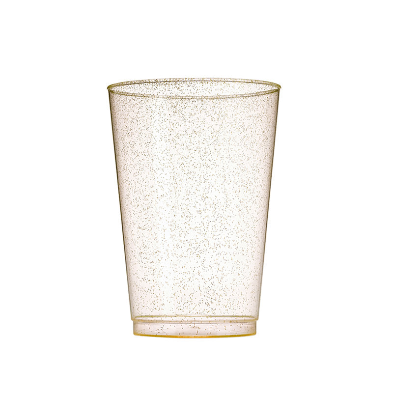 Gold Glitter Plastic Cups For 100 Guests 12 oz